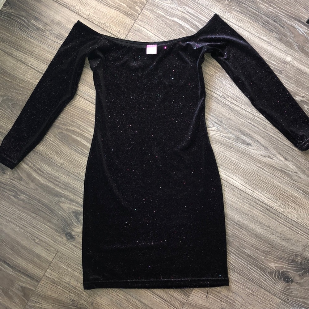 Sparkle long sleeve velour mini